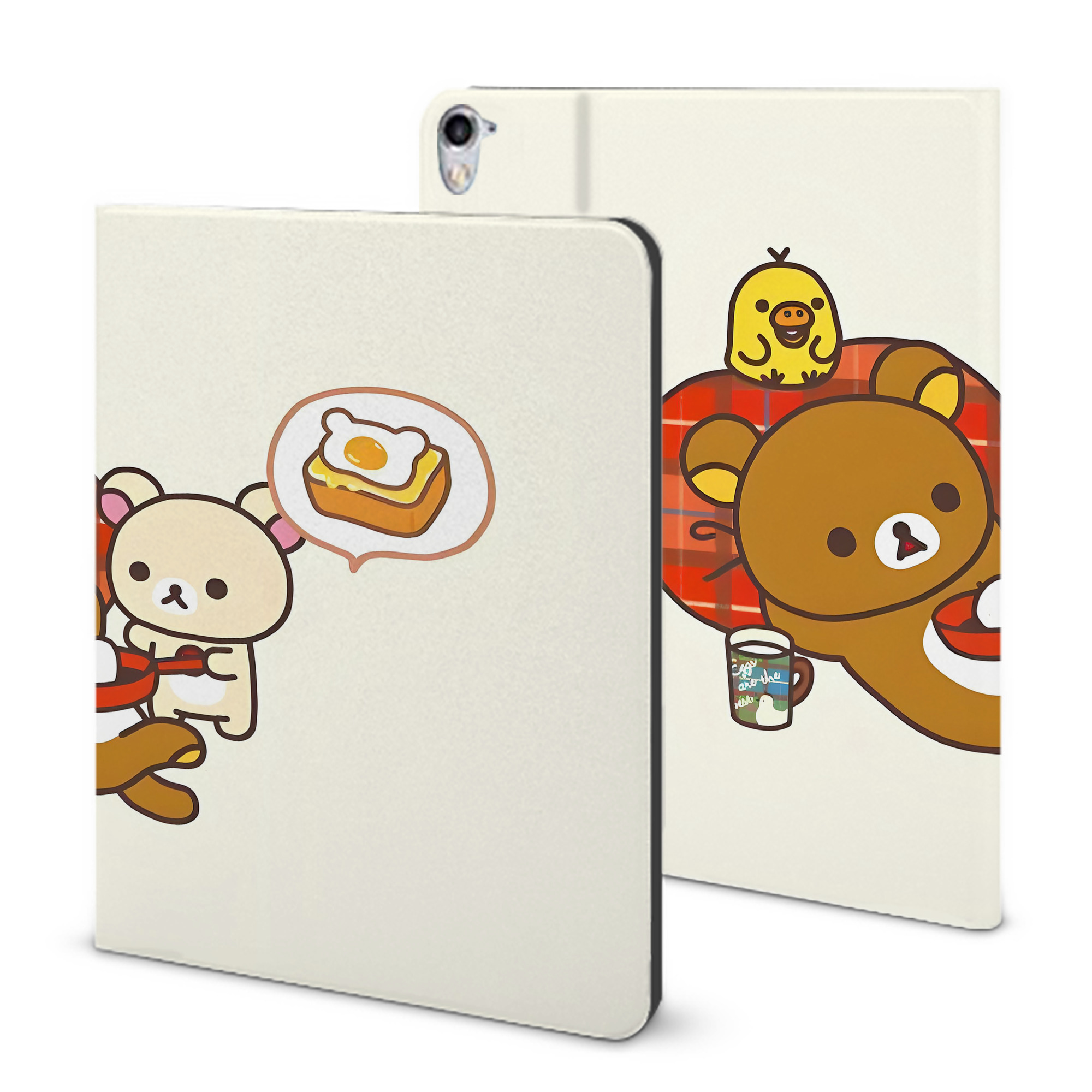 （画像用） リラックマ リラックマ キイロイトリ Rilakkuma Korilakkuma Kiiroitori IPad ケース ブック型 PUレザー TPU 耐衝撃 軽量 薄型 ペン収納なし 全面保護 IPad 各モデル対応